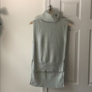 Mint green sleeveless turtleneck sweater